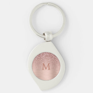 Rose-gold Faux Glitter & Metallic Texture Keychain