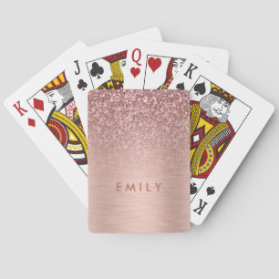 Rose-gold Faux Glitter & Metallic Texture Poker Cards