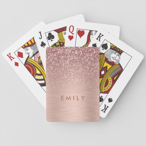 Rose_gold Faux Glitter  Metallic Texture Poker Cards