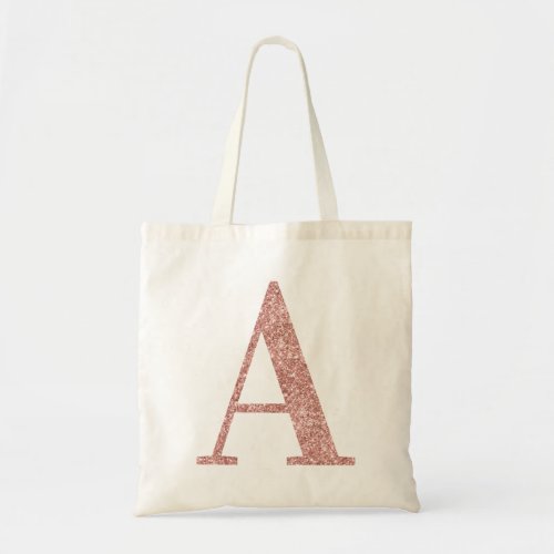 Rose Gold Faux Glitter Monogram A