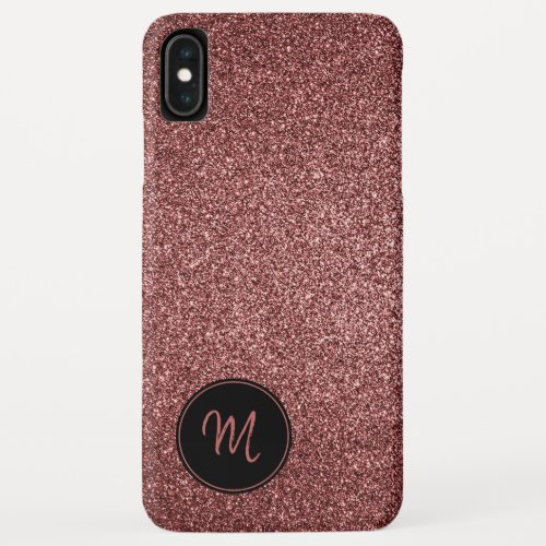 Rose Gold Faux Glitter Monogram Minimalist Sparkly iPhone XS Max Case