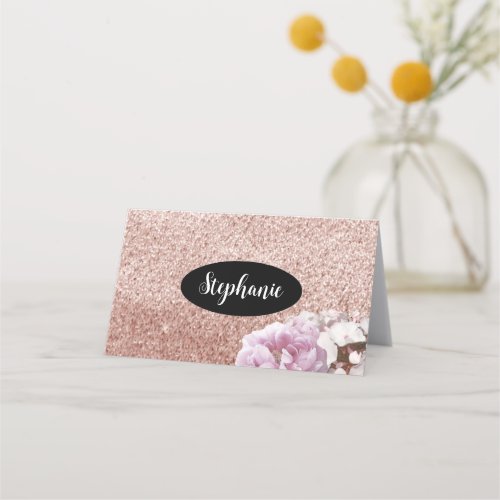 Rose Gold Faux Glitter Name Holder Place Card