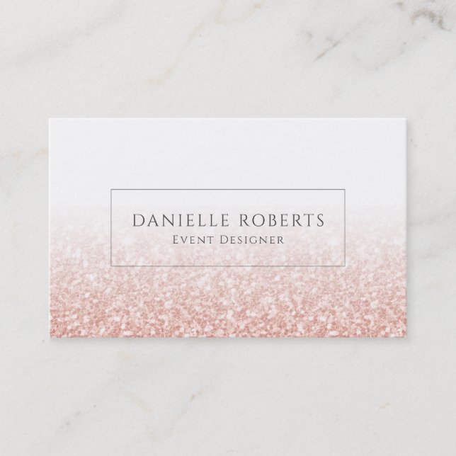 Rose-gold faux glitter ombre business card (Front)