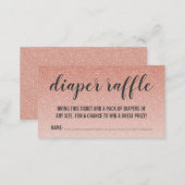 Rose Gold Faux Glitter Ombre Diaper Raffle Ticket Enclosure Card (Front/Back)