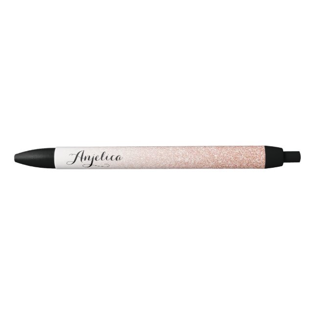 Rose Gold Faux Glitter Ombre Personalized Name Pen (Front)