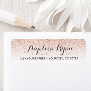 Rose Gold Faux Glitter Ombre Return Address Label