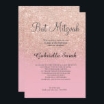 Rose gold faux glitter pale pink Bat Mitzvah Invitation<br><div class="desc">A modern,  original and simple faux rose gold glitter ombre Bat Mitzvah invitation on a fully customizable pale pink color background</div>