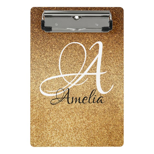 Rose Gold Faux Glitter Personalized ClipBoard (Front)