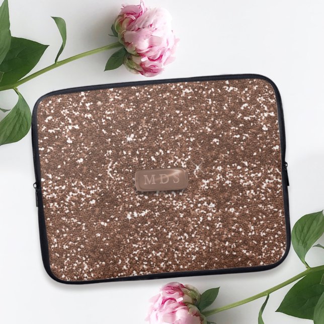 Rose Gold Faux Glitter Personalized Laptop Sleeve (Creator Uploaded)