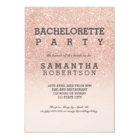 Rose gold faux glitter pink bachelorette party invitation