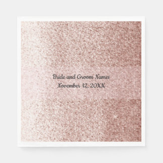 Rose Gold Faux Glitter Pink Band Paper Napkins
