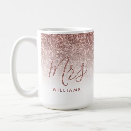 Rose Gold Faux Glitter Pink Mrs Teacher Coffee Mug