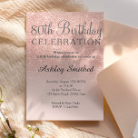 Rose gold faux glitter pink ombre 80th birthday invitation<br><div class="desc">A modern,  original and simple faux rose gold glitter ombre 80th birthday invitation on a fully customizable blush pink color background. Eightieth!</div>