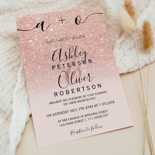 Rose gold faux glitter pink ombre budget wedding