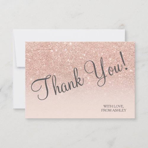 Rose gold faux glitter pink ombre chic thank you