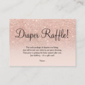 Rose gold faux glitter pink ombre diaper raffle enclosure card (Front)