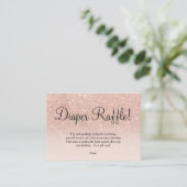 Rose gold faux glitter pink ombre diaper raffle enclosure card (Standing Front)