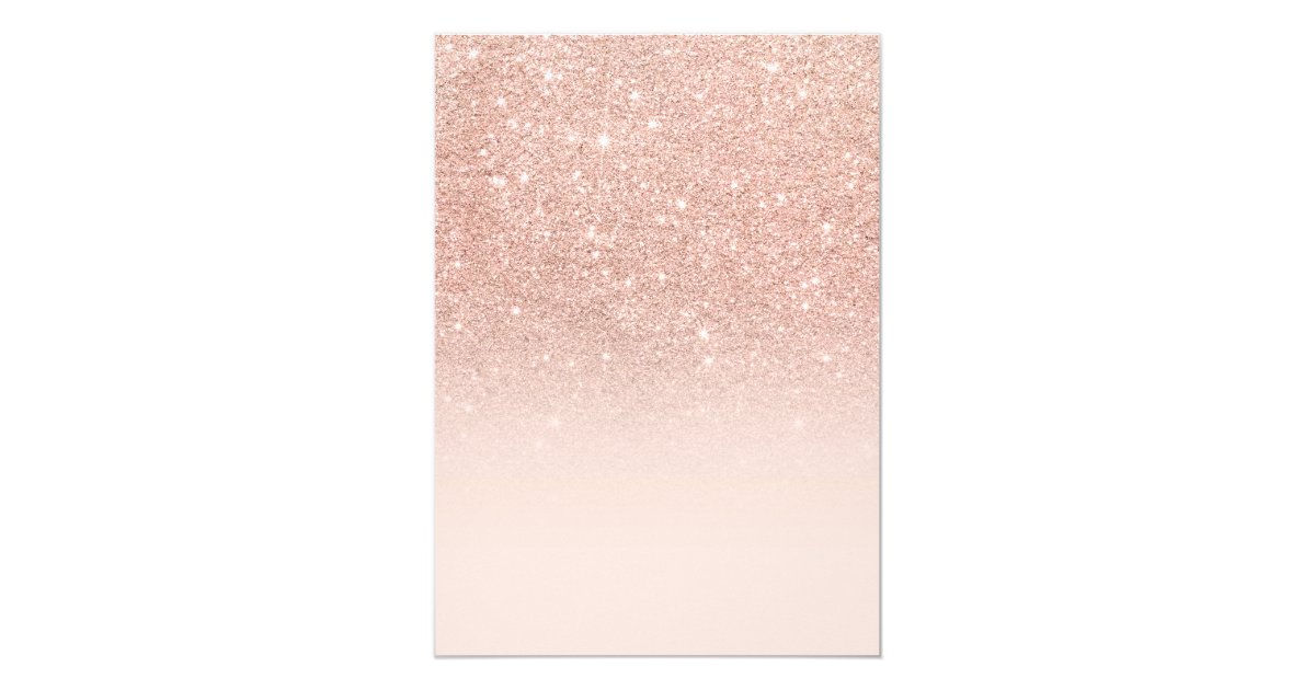 Rose gold faux glitter pink ombre girl baby shower card ...