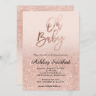 Rose gold faux glitter pink ombre Oh baby shower