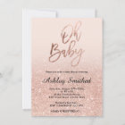 Rose gold faux glitter pink ombre Oh baby shower