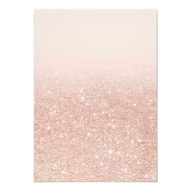 Rose Gold Faux Glitter Pink Ombre Photo Wedding Card