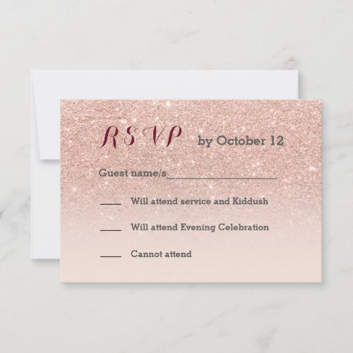 Rose gold faux glitter pink ombre RSVP