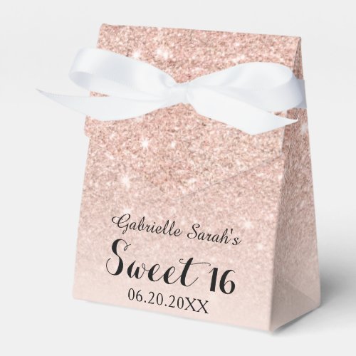 Rose gold faux glitter pink ombre Sweet 16 Favor Boxes