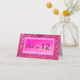 Rose gold faux glitter pink ombre wedding place card