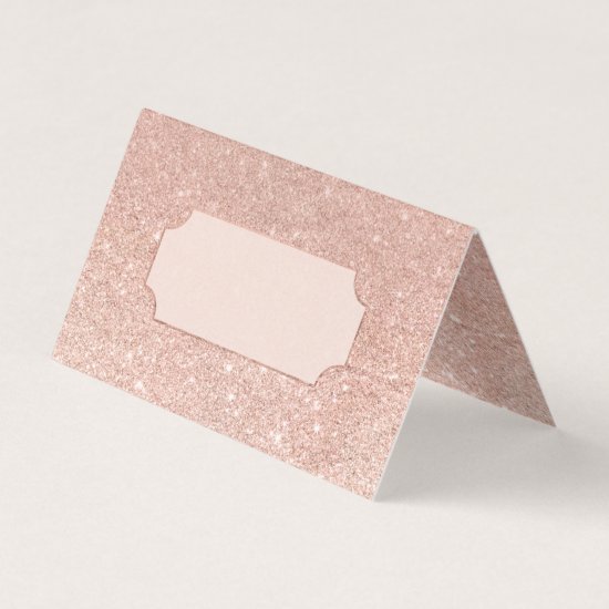 Rose gold faux glitter pink ombre wedding place card