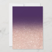 Rose gold faux glitter purple ombre baby shower invitation (Back)