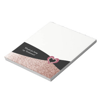 Rose Gold Faux Glitter Ribbon Bridesmaid Thanks Notepad