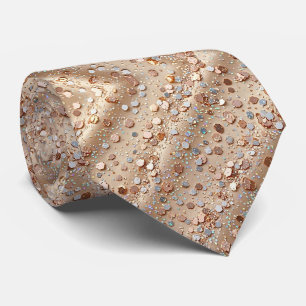 Rose Gold Faux Glitter + Silk Luxury Gentleman's Neck Tie