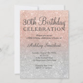 Rose gold faux glitter silver ombre 30th birthday invitation (Front)