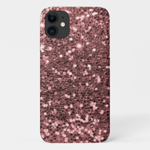 Rose Gold Faux Glitter Sparkle Shine Print iPhone 11 Case