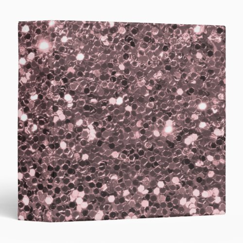 Rose Gold Faux Glitter Sparkles 3 Ring Binder