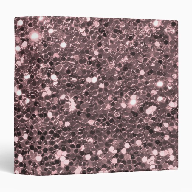 Rose Gold Faux Glitter Sparkles 3 Ring Binder (Front/Spine)