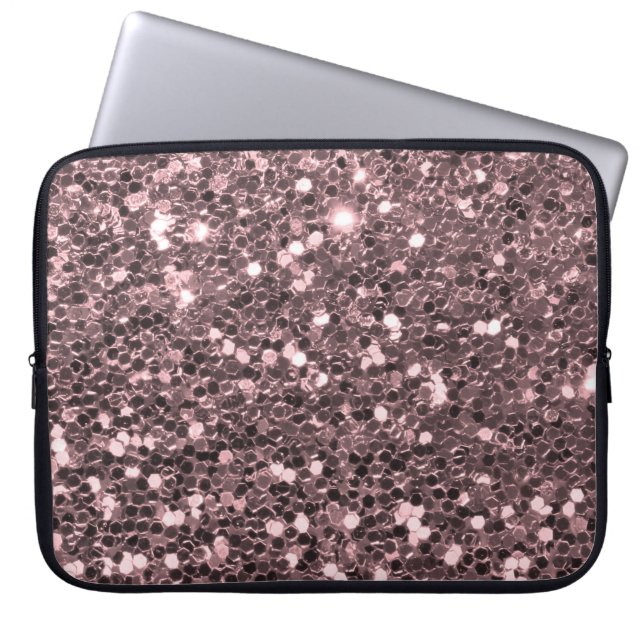 Rose Gold Faux Glitter Sparkles Laptop Sleeve (Front)