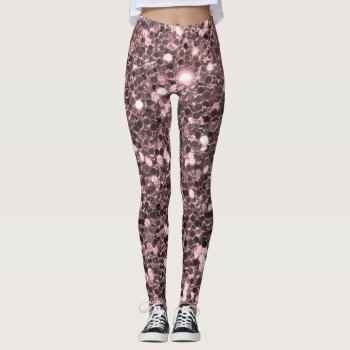 Rose Gold Faux Glitter Sparkles Leggings by glamgoodies at Zazzle