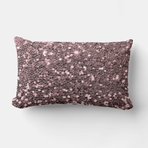 Rose Gold Faux Glitter Sparkles Lumbar Pillow
