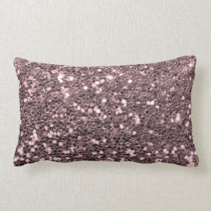 Rose Gold Faux Glitter Sparkles Lumbar Pillow