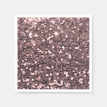 Rose Gold Faux Glitter Sparkles Napkins by glamgoodies at Zazzle