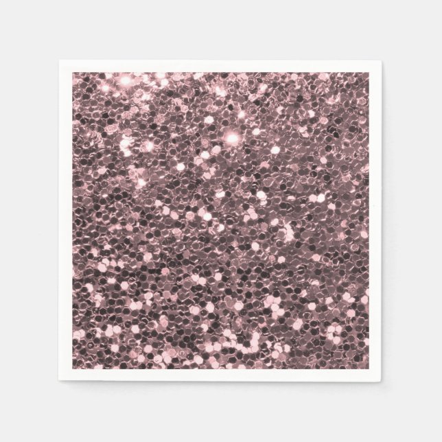 Rose Gold Faux Glitter Sparkles Napkins (Front)