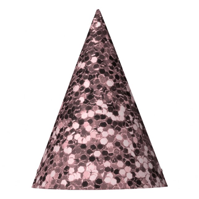 Rose Gold Faux Glitter Sparkles Party Hat (Front)