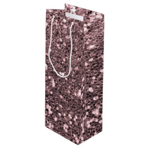 Rose Gold Faux Glitter Sparkles Wine Gift Bag