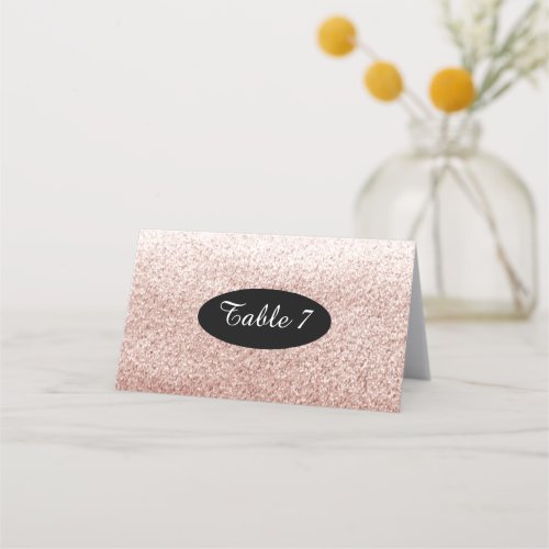 Rose Gold Faux Glitter Table Seating Numbers Place Card
