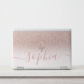 Rose Gold Faux glitter textured ombre pink HP Laptop Skin (Front)