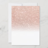 Rose gold faux glitter white ombre baby sprinkle invitation (Back)