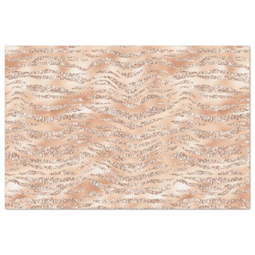 Rose Gold Faux Glitter Zebra Stripes Tissue Paper