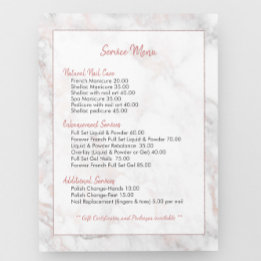 Rose-Gold Faux Marble Price Menu List Flyer