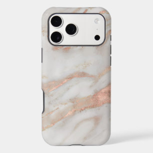 Rose-gold faux marble texture iPhone 17 pro max case